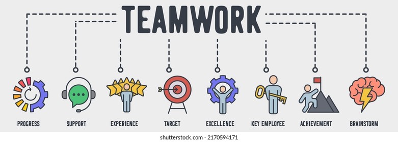 Teamwork Banner Web Icon Progress Support Stock Vector (Royalty Free ...