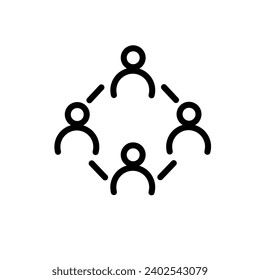 teamwork black line icon vector design illustration suitable for symbol, icon, digital communication, business, internet media