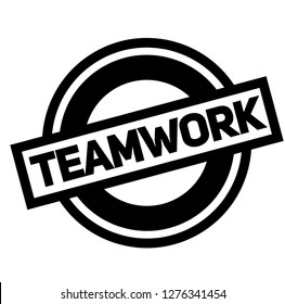 teamwork black stamp, sticker, label on white background
