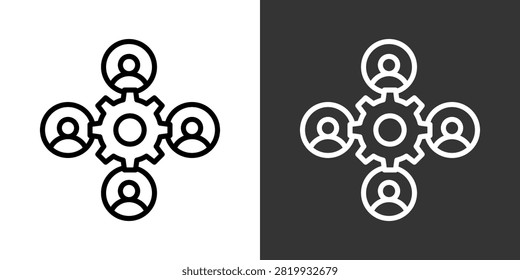 Teamwork Black And White Multiple Style Icon Set Collection Pack Vector Illustration