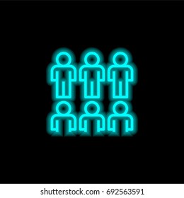 Teamwork blue glowing neon ui ux icon. Glowing sign logo vector