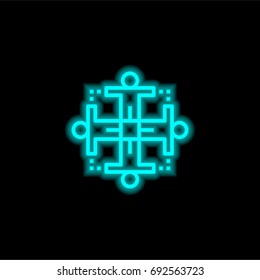 Teamwork blue glowing neon ui ux icon. Glowing sign logo vector