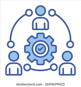 Teamwork Blue Icon Vector Illustration