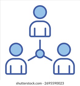Ilustración vectorial de icono azul de trabajo en equipo