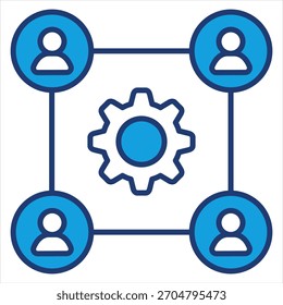 Teamwork Blue Icon Vector Illustration