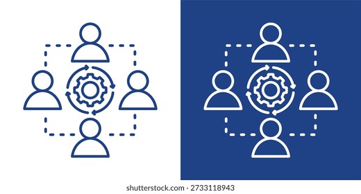 Teamwork Blue And White Icon Style Collection
