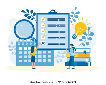 Teamwork, brainstorming, business organization and planning Concept vector illustration