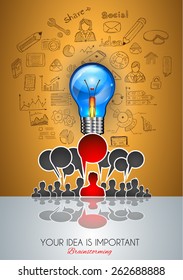 Teamwork Brainstorming communication concept art. People communicating around the globe with a lot of ideas and possible solutions