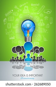 Trabalho em equipe Brainstorming conceito de comunicação arte. Pessoas se comunicando ao redor do mundo com um monte de ideias e possíveis soluções