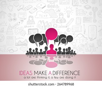Teamwork Brainstorming Kommunikationskonzept Kunst. Menschen kommunizieren weltweit mit vielen Ideen und möglichen Lösungen
