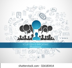Teamwork Brainstorming Kommunikationskonzept Kunst. Menschen kommunizieren weltweit mit vielen Ideen und möglichen Lösungen