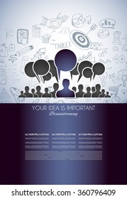 Trabajo en equipo Brainstorming Communication Concepting art. Personas comunicándose alrededor del mundo con muchas ideas y posibles soluciones