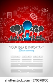 Teamwork Brainstorming communication concept art. People communicating around the globe with a lot of ideas and possible solutions