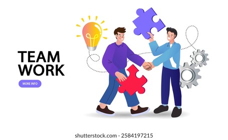 Teamwork brainstorming. light bulb as an idea metaphor. A group of people walking to a light bulb. brainstorm, inspiration, idea business concept. People working together on new Project. illustration 