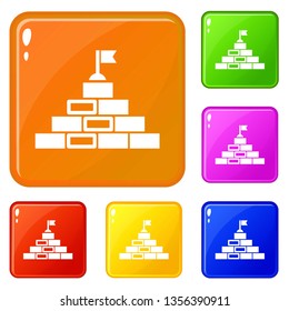 Teamwork brand icons set collection vector 6 color isolated on white background