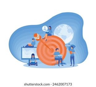 Teamwork to build organizational success By setting the right marketing target. flat vector modern illustration 