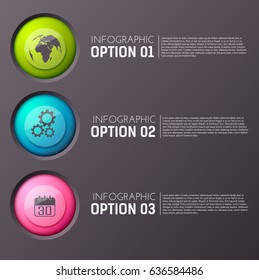 Teamwork business background with three option paragraphs of editable text and appropriate circle icon with pictogram vector illustration