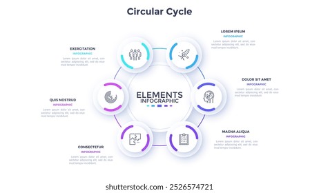 Teamwork and business boosting circular cycle infographic design template. Corporate success strategy building chart with 3 elements. Visual data presentation. Web pages and applications development