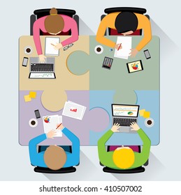 Teamwork, Business Cartoon character, vector illustration Business Concept