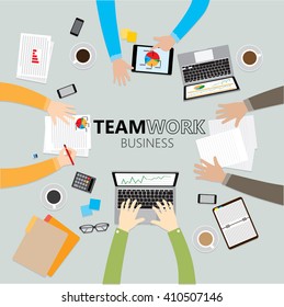 Teamwork, Business Cartoon character, vector illustration Business Concept
