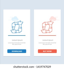 Teamwork, Business, Collaboration, Hands, Partnership, Team  Blue and Red Download and Buy Now web Widget Card Template