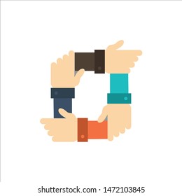 Teamwork, Business, Collaboration, Hands, Partnership, Team  Flat Color Icon. Vector icon banner Template