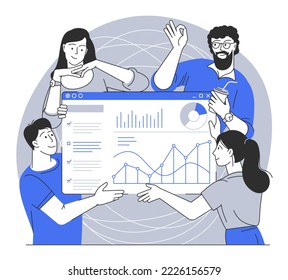 Teamwork business collection. Workflow and business process concept. People launching startup. Flat vector illustration.