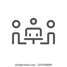 Teamwork and business communication icon outline and linear vector.
