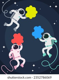 Teamwork Business Concept. Flat Design In Space.