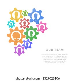 
Teamwork business concept with gears. Banner design. Flat style vector illustration