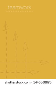 Teamwork. Business concept illustration with a folded paper plane.