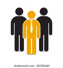 Teamwork business concept. Leader in front of his team. Vector illustration.