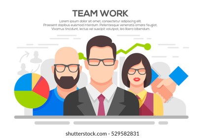 Teamwork. Business concept. Team work concept illustration. Business people teamwork, human resources, career opportunities, team skills, management.