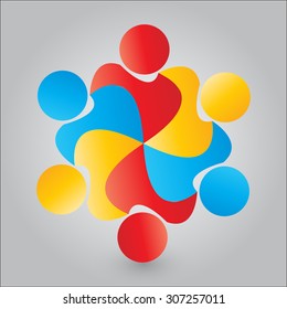 Teamwork Business cooperation unity friends icon, logo vector illustration.