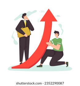Teamwork business growth success flat illustration