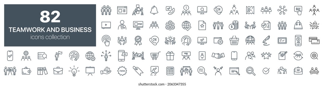 Teamwork and business line icons collection. Vector illustration eps10 - Shutterstock ID 2063347355