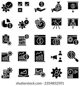 Teamwork in business management icon set