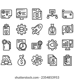 Teamwork in business management icon set