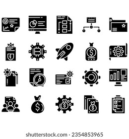 Teamwork in business management icon set