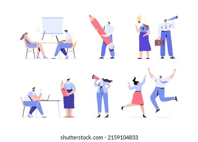 Trabajo en equipo. Colección vectorial plana de gente de negocios.
