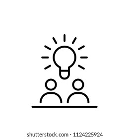 Teamwork business people icon simple line flat illustration.
