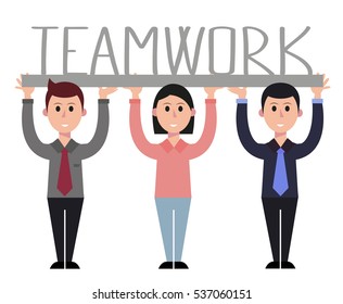 Teamwork, Business, People, Working Together, Vector.