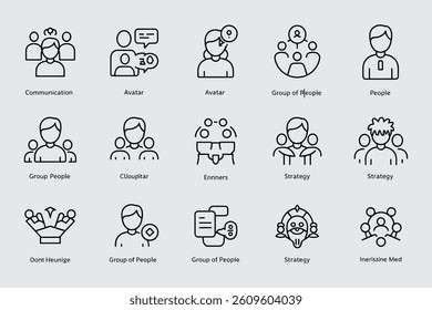 Teamwork And Business Strategy Icon Set For Communication And Collaboration Graphics