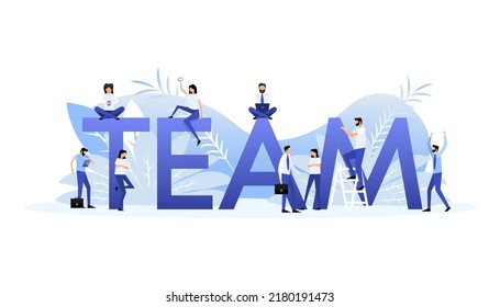 Teamwork business success. Cartoon people vector illustration. Flat vector illustration character