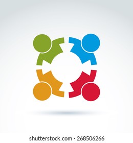 Teamwork and business team and friendship icon, social group, organization, vector conceptual unusual symbol for your design.