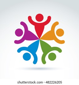 Teamwork and business team and friendship icon, social group, organization, vector conceptual unusual symbol for your design.