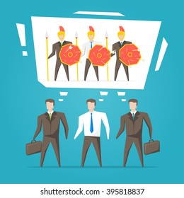 Teamwork (business team) vector illustration. Creative business concept.
