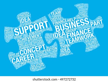 Teamwork Business word cloud concept made of puzzle pieces, vector