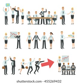Teamwork In Business Work Process And Building Infographic