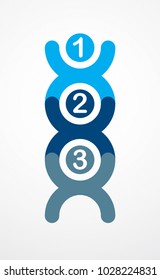Teamwork businessman unity and cooperation concept created with simple geometric elements as a people crew. Vector icon or logo. Friendship dream team, united crew blue design.